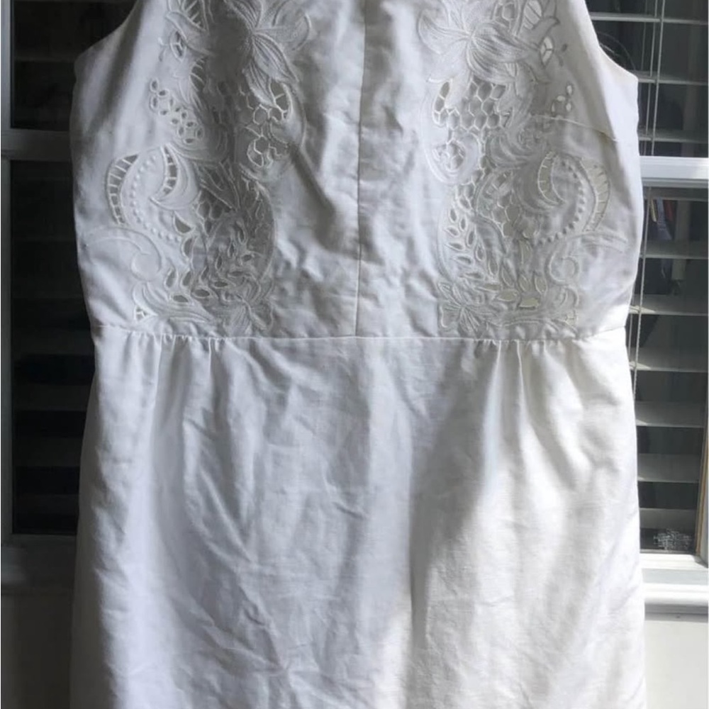 White linen loft Embroidered Sleeveless Dress size 4